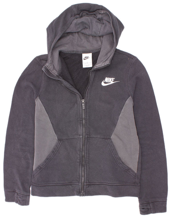 Felpa con cappuccio e zip Nike per ragazzi, 10-11 anni, cotone color block nero medio