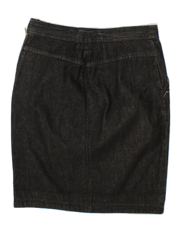 KENZO Womens Denim Skirt IT 42 Medium W32 Black Cotton