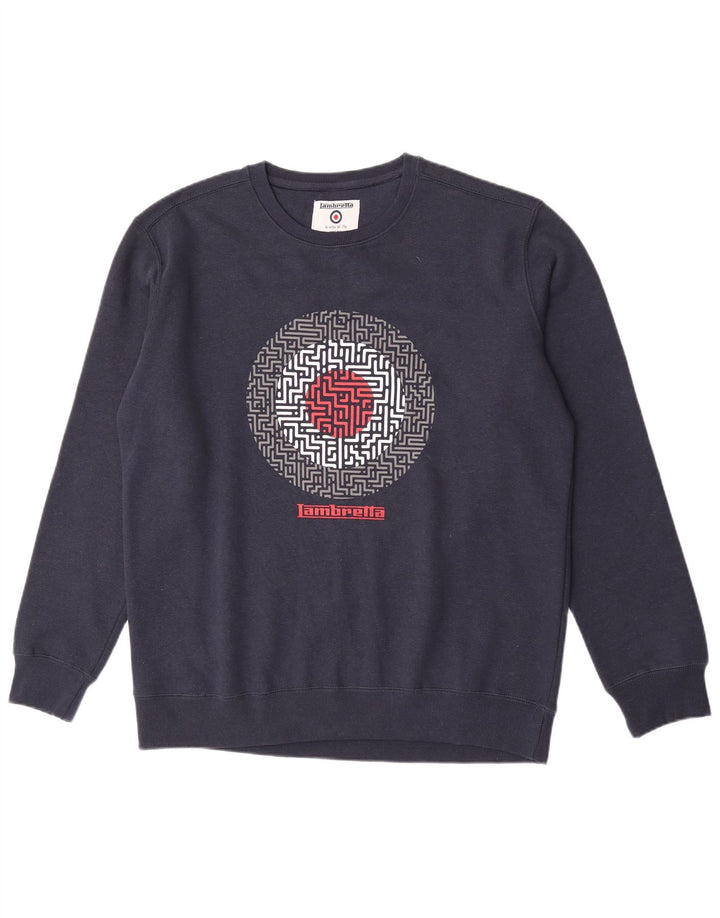 Felpa grafica da uomo Lambretta Jumper XL in cotone blu navy
