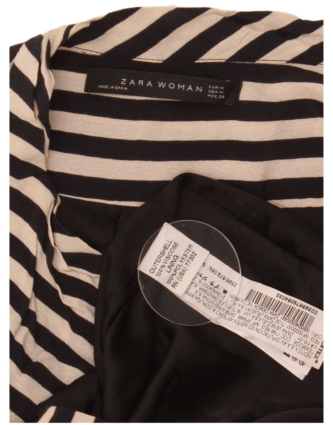 Abito a trapezio senza maniche da donna Zara UK 14 Viscosa a righe nere medie