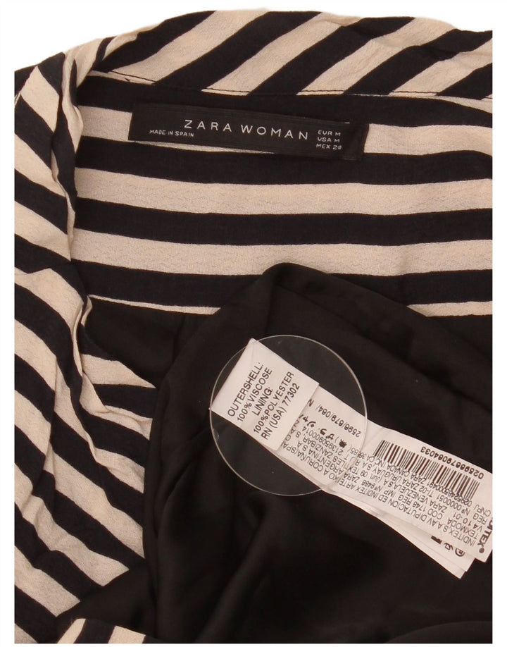 Abito a trapezio senza maniche da donna Zara UK 14 Viscosa a righe nere medie