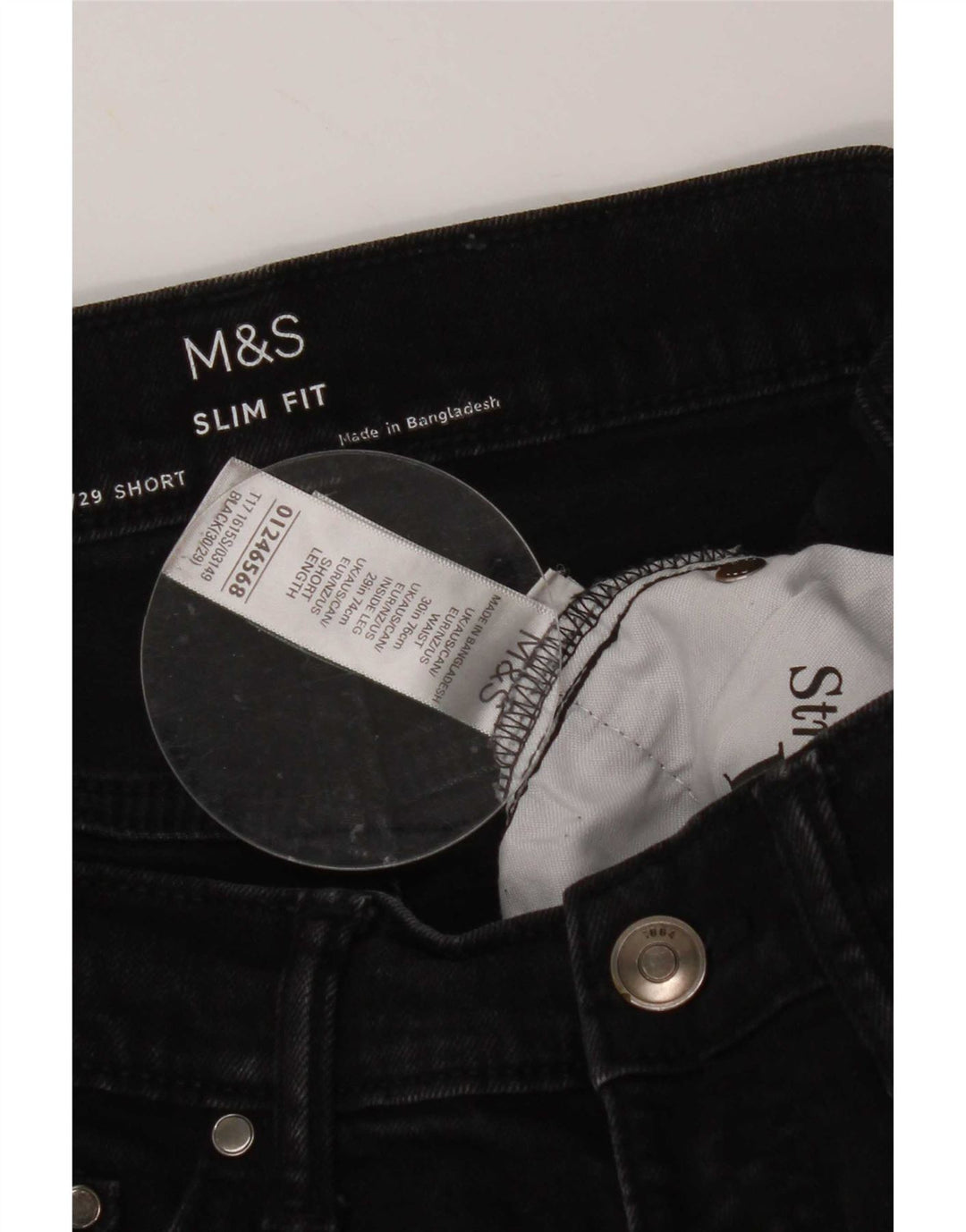 Jeans slim da uomo Marks & Spencer W30 L29 cotone nero