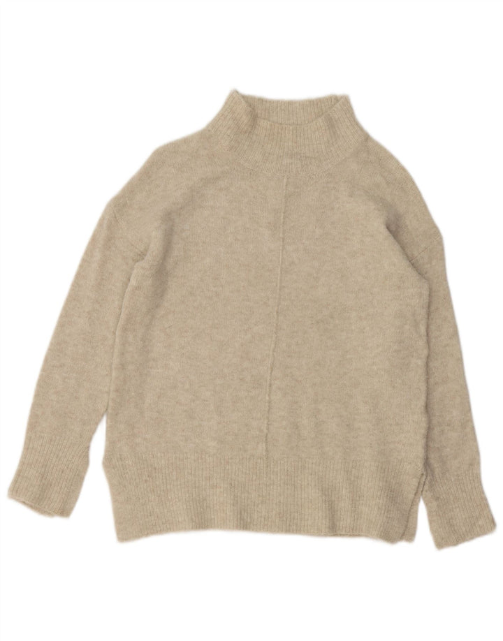 Maglione maglione collo alto da donna Zara UK 10 piccolo acrilico beige