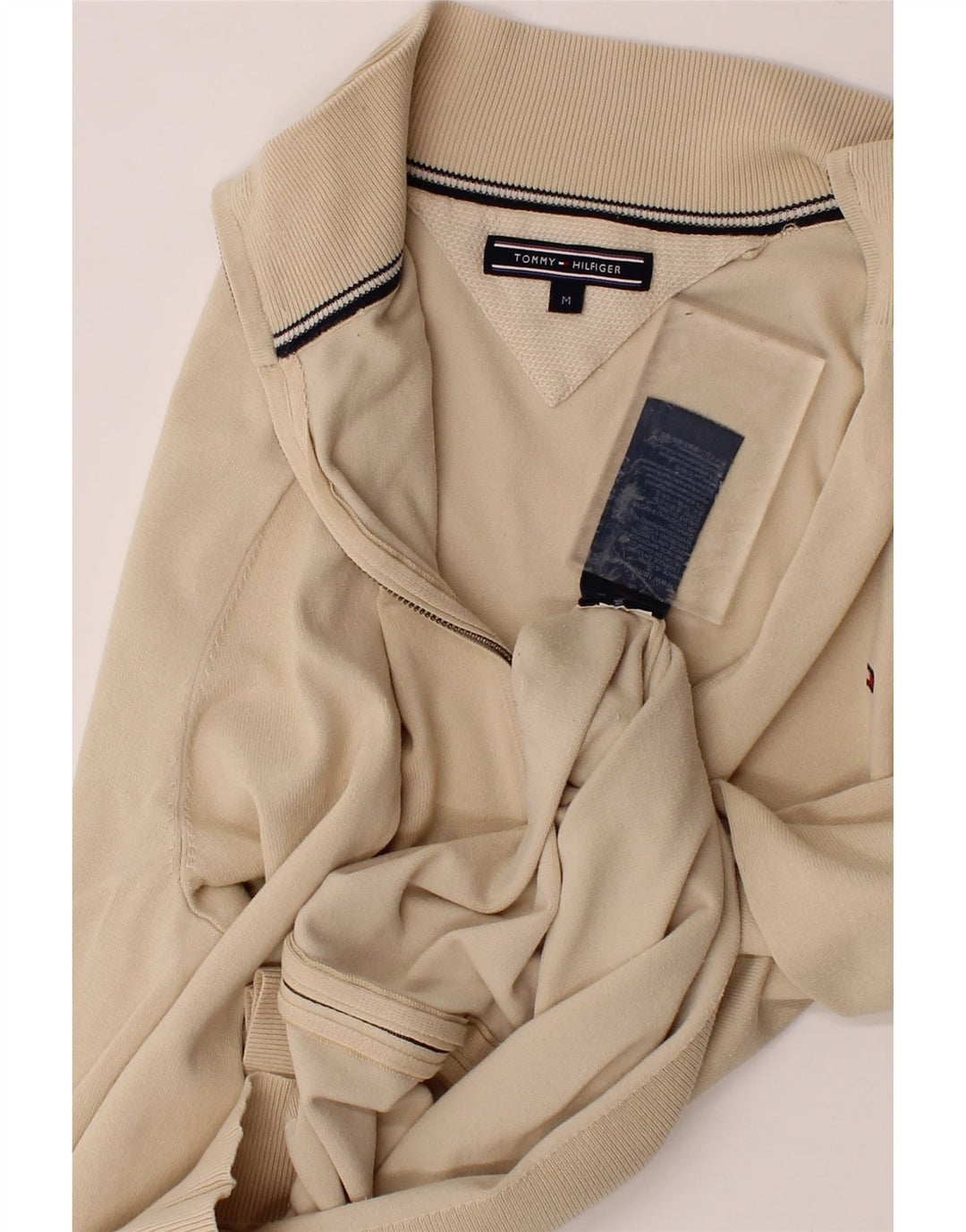 TOMMY HILFIGER Womens Cardigan Sweater UK 14 Medium Beige Cotton Vintage Tommy Hilfiger and Second-Hand Tommy Hilfiger from Messina Hembry 