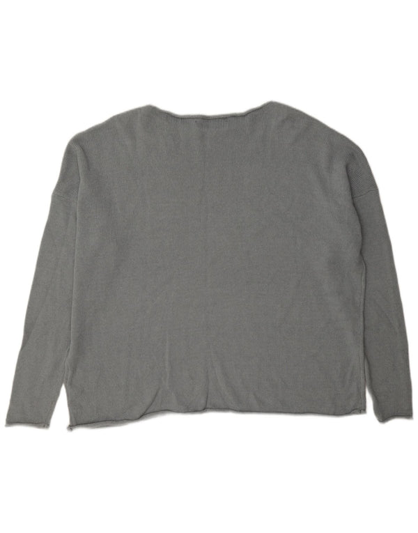 Maglione maglione oversize con scollo a barca da donna Zara UK 14 Cotone grigio medio