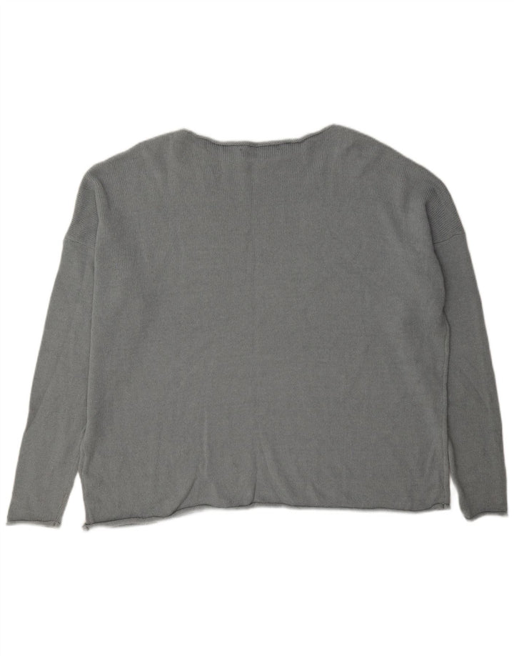 Maglione maglione oversize con scollo a barca da donna Zara UK 14 Cotone grigio medio