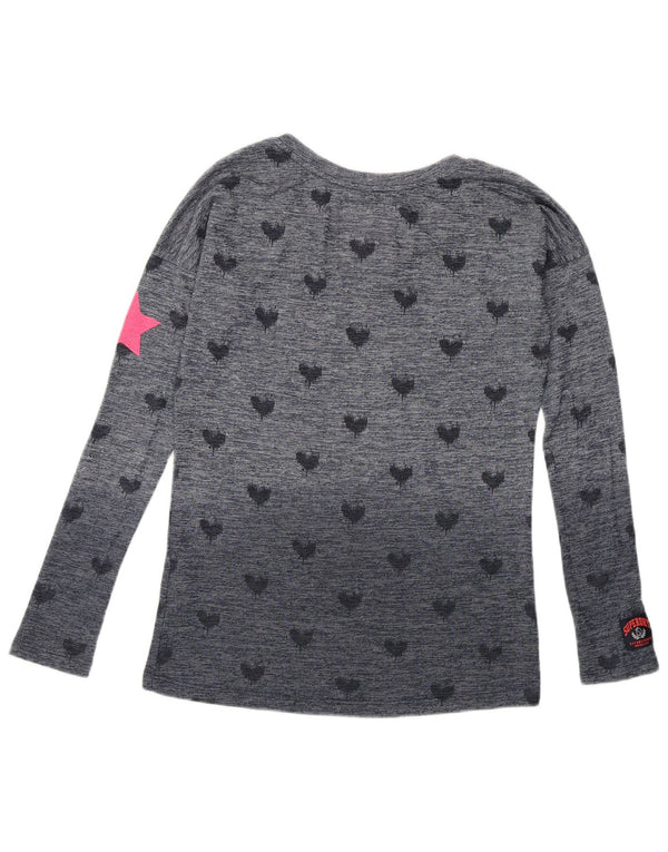 Top grafico da donna a maniche lunghe Superdry UK 10 Small Navy Blue Spotted Love
