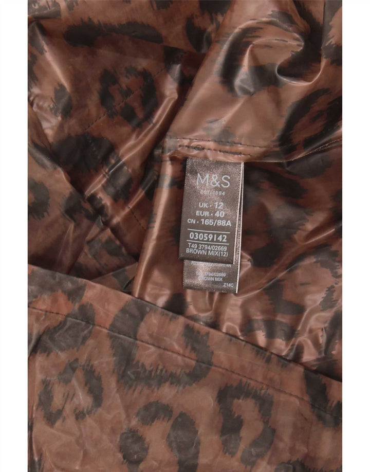 Impermeabile con cappuccio da donna Marks & Spencer UK 12 marrone medio stampa animalier