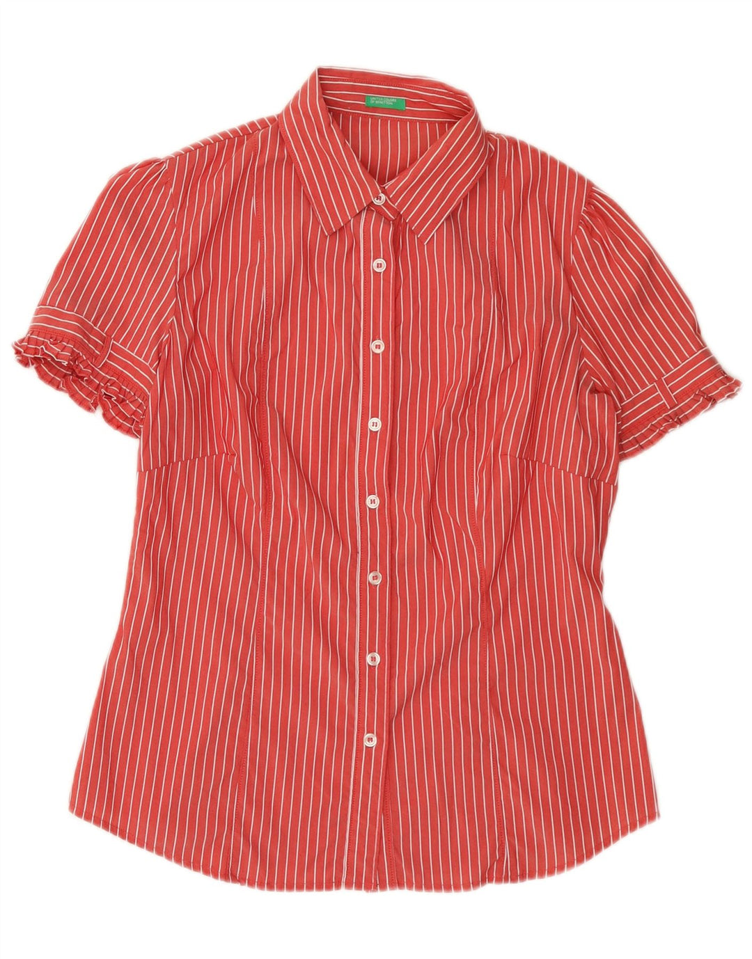 Camicia a maniche corte da donna BENETTON UK 14 Gessato rosso medio