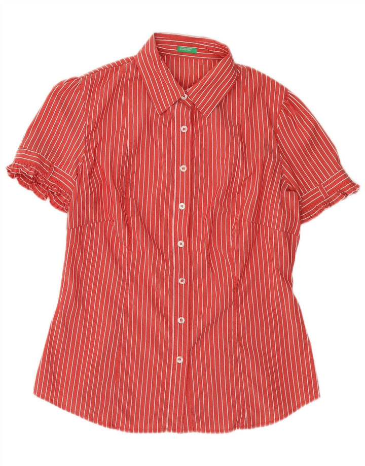 Camicia a maniche corte da donna BENETTON UK 14 Gessato rosso medio