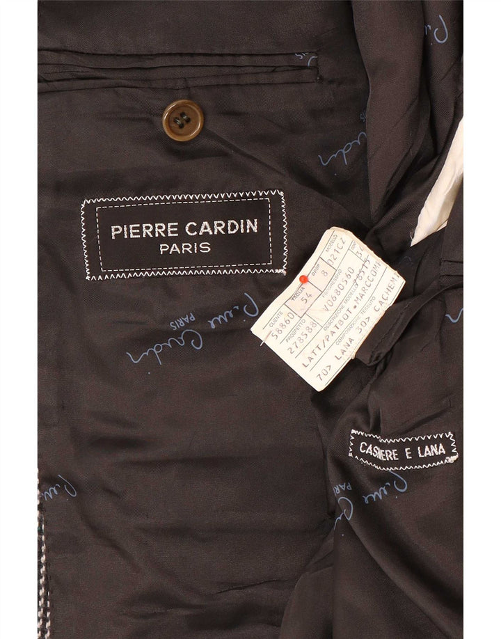 Giacca blazer da uomo a 2 bottoni Pierre Cardin IT 54 2XL Classica in lana a quadri grigia