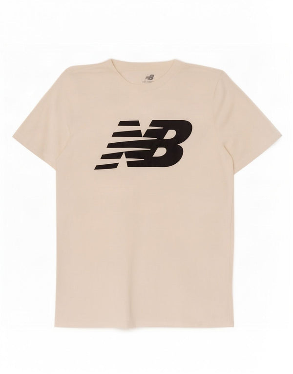 New Balance Mens Graphic T-Shirt Top Medium White Cotton