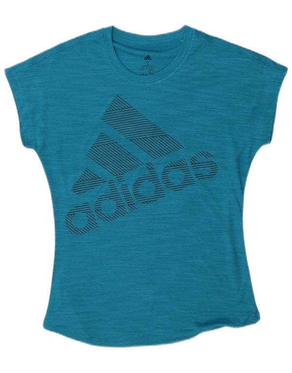 Maglietta grafica da donna Adidas Top UK 8/10 Small Blue Flecked