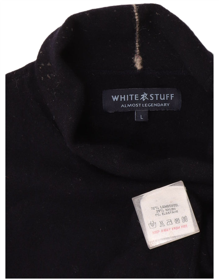 Maglione maglione collo alto da donna White Stuff UK 16 grande lana blu navy