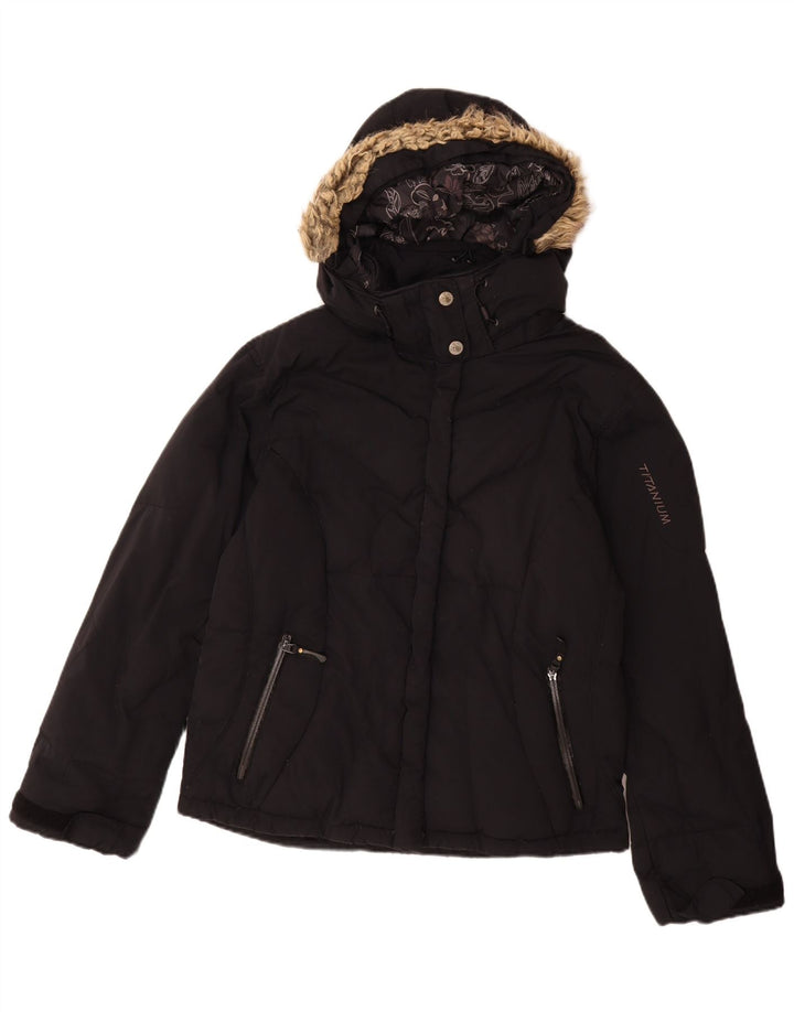 Giacca imbottita con cappuccio da donna Columbia UK 16 grande nylon nero