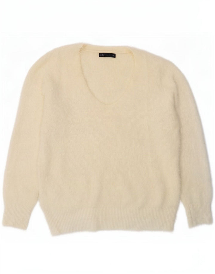 Maglione maglione con scollo a V da donna Marks & Spencer UK 16 grande bianco sporco