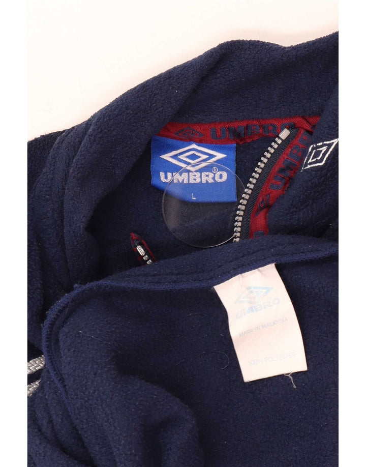 Maglione in pile Umbro da uomo con collo grafico e zip, grande, in poliestere blu navy
