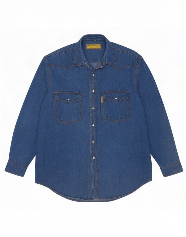 Camicia di jeans da uomo Miller & Simons taglia 43/44 XL cotone blu