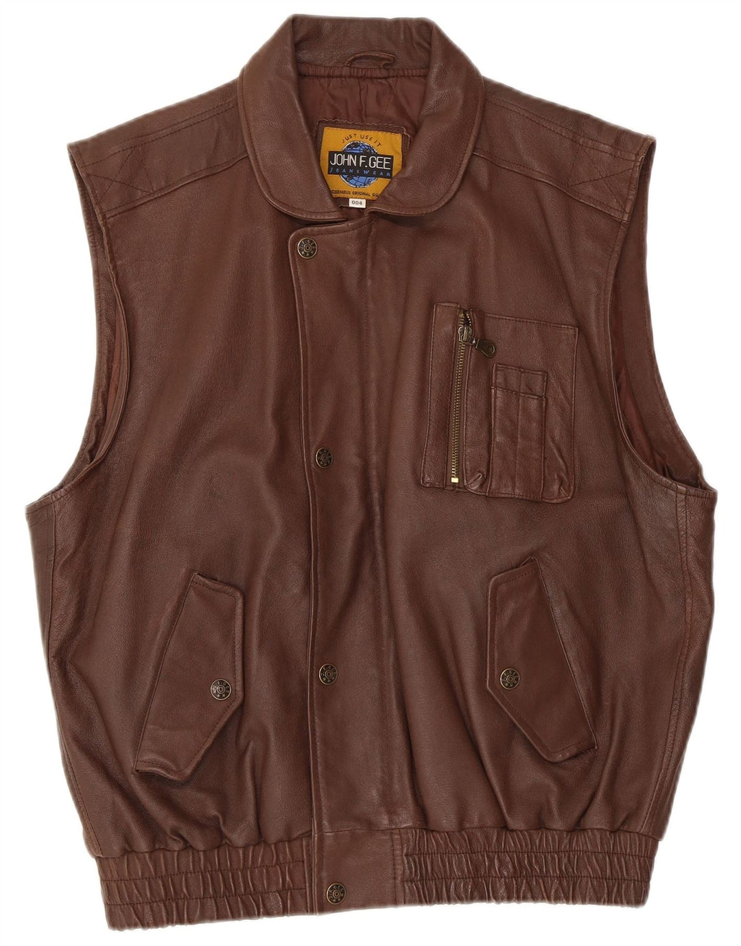 Gilet in pelle da uomo John F Gee UK 38 Marrone medio