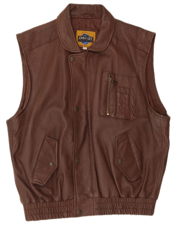 Gilet in pelle da uomo John F Gee UK 38 Marrone medio