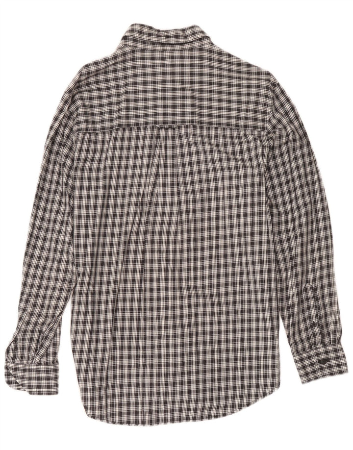 Camicia da uomo Chaps in cotone a quadri neri medi