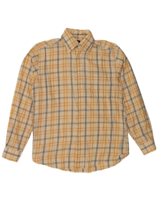 Camicia da uomo VINTAGE in cotone a quadri giallo medio