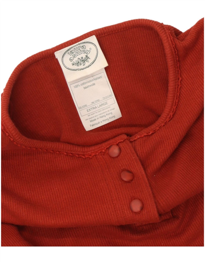 LAURA ASHLEY Top oversize da donna a maniche lunghe UK 18 XL Cotone rosso