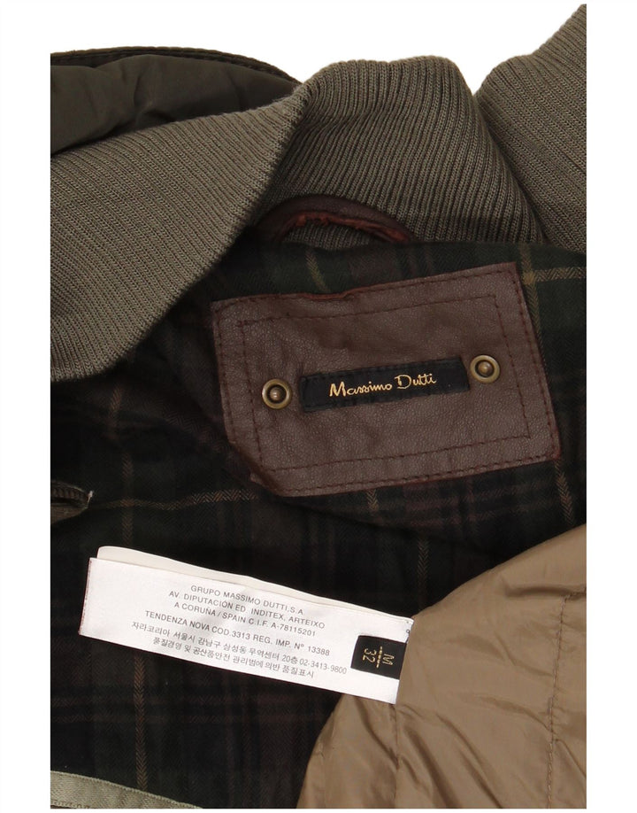 MASSIMO DUTTI Giacca militare da donna UK 14 Poliestere kaki medio