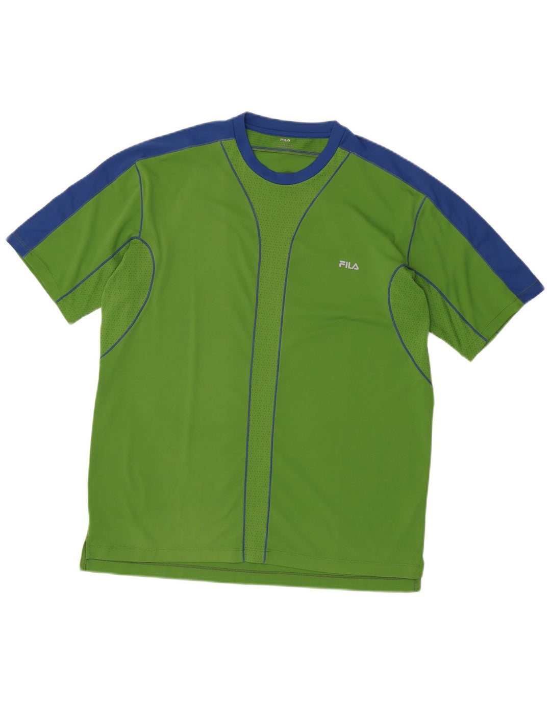 FILA Mens T-Shirt Top XL Green Colourblock Polyester