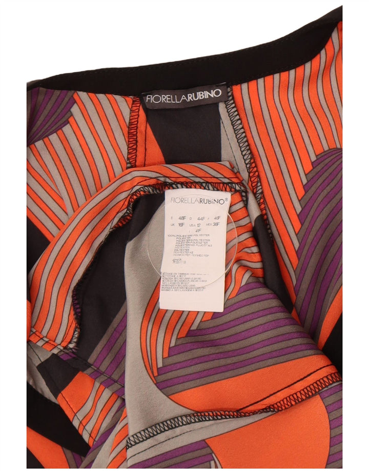 Fiorella Rubino Top da donna a maniche lunghe UK 16 Large multicolore geometrico