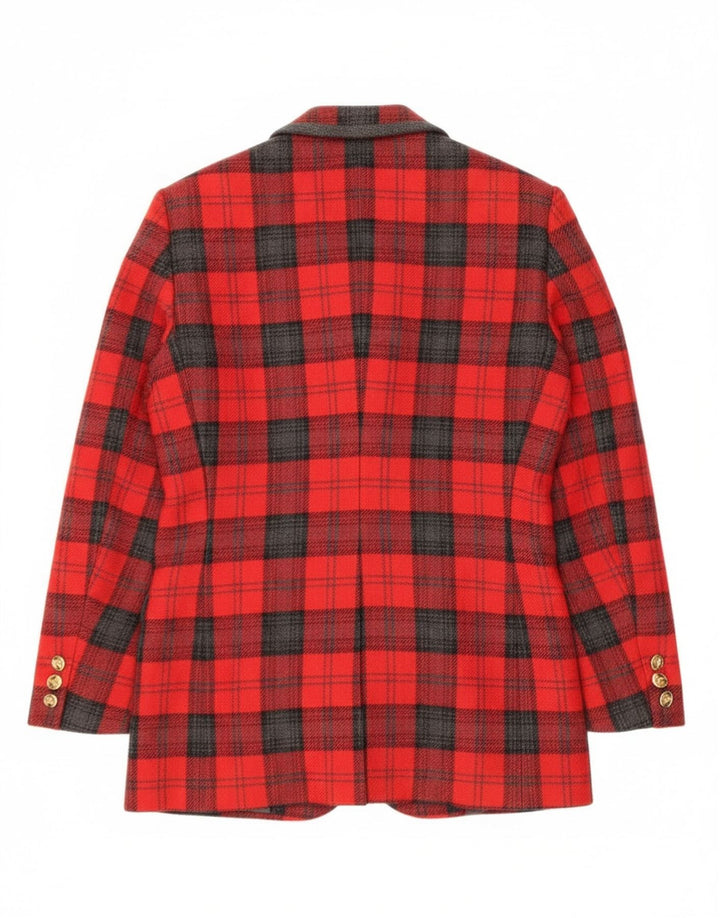 Giacca blazer a 3 bottoni da donna Bagarry IT 44 lana a quadri rossi medi