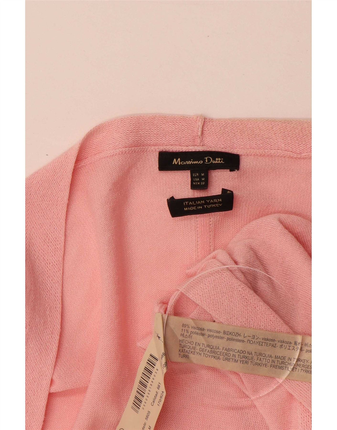 Maglione cardigan con maniche a 3/4 da donna Massimo Dutti UK 14 Rosa medio