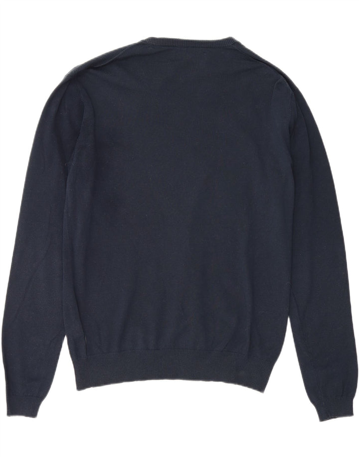 GUESS Mens V-Neck Jumper Sweater Medium Navy Blue Cotton Vintage Guess and Second-Hand Guess from Messina Hembry 