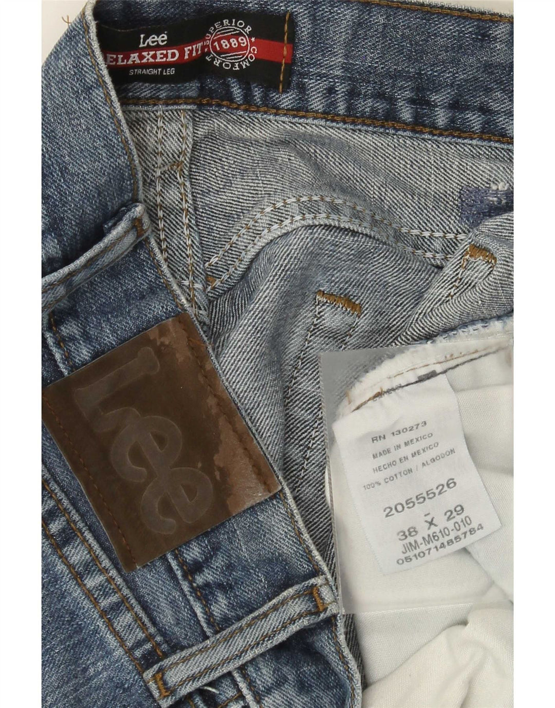 Jeans dritti da uomo Lee vestibilità rilassata W38 L29 cotone blu