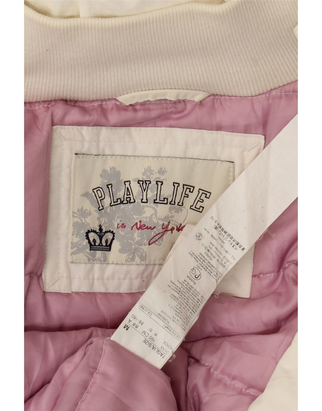 Cappotto imbottito con cappuccio da donna Playlife UK 14 cotone bianco medio