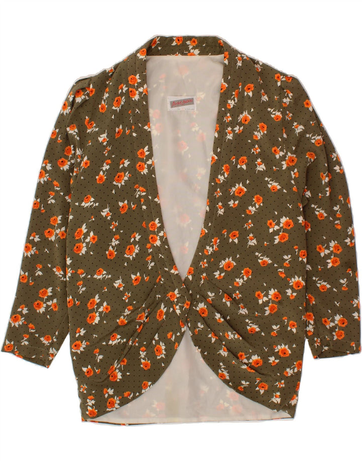 MICHEL AMBERS Womens 2 Piece Set UK 12 Medium Khaki Floral Polyester Vintage Michel Ambers and Second-Hand Michel Ambers from Messina Hembry 