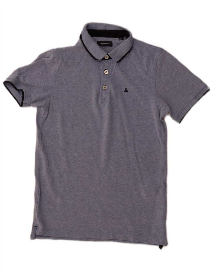 Polo da uomo JACK & JONES piccola in cotone screziato blu