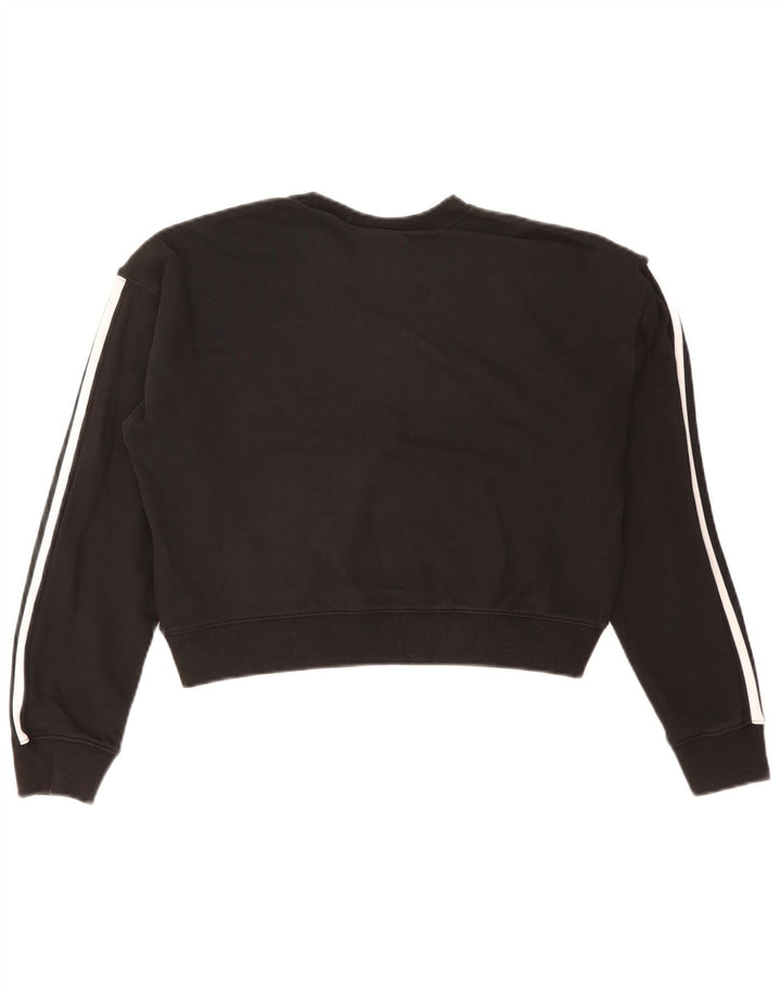 Felpa corta da donna oversize Adidas UK 8 piccola in cotone nero