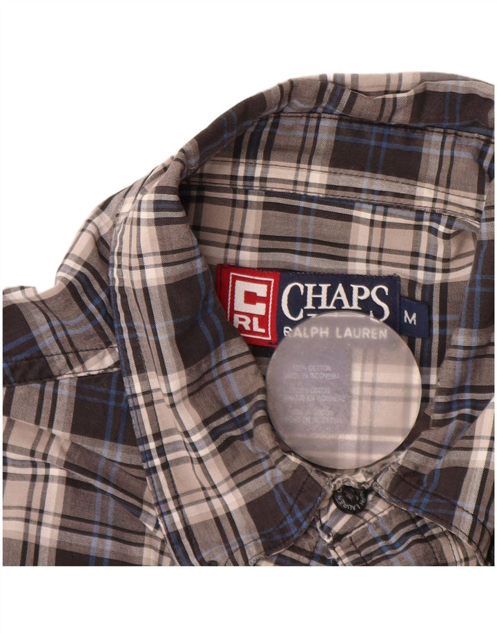Camicia in flanella da uomo Chaps Ralph Lauren in cotone a quadri grigio medio