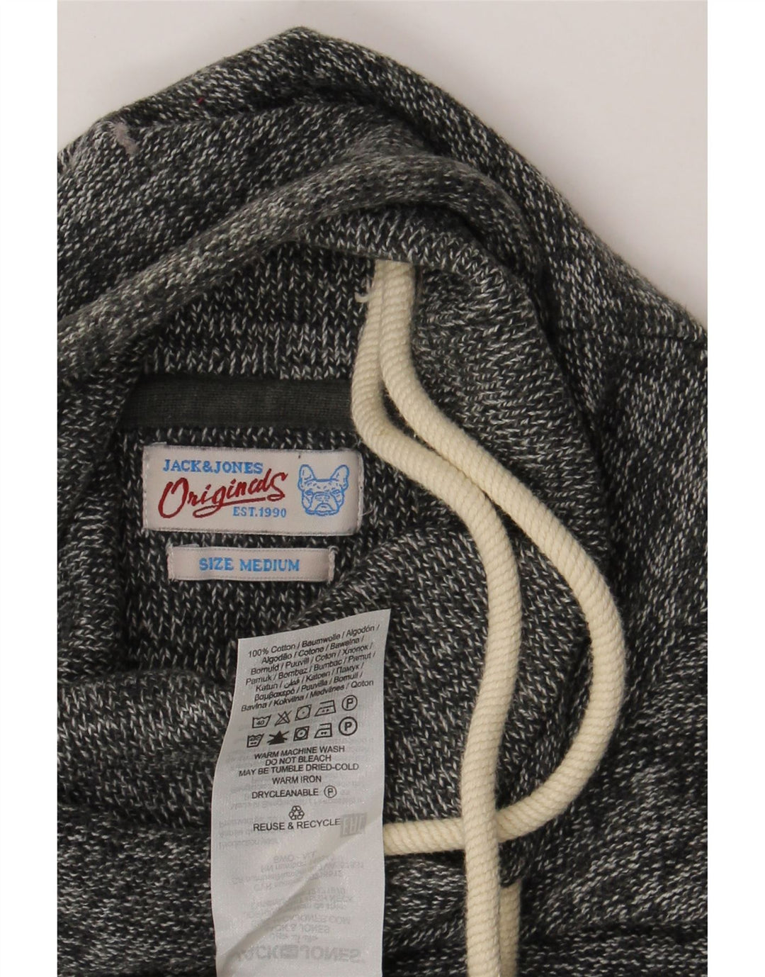 Maglione maglione da uomo a collo alto Jack & Jones in cotone screziato grigio medio