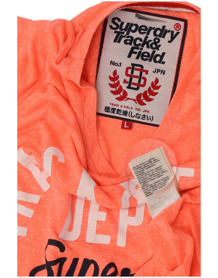 T-shirt grafica da donna Superdry Top UK 14 Large in poliestere chiazzato arancione