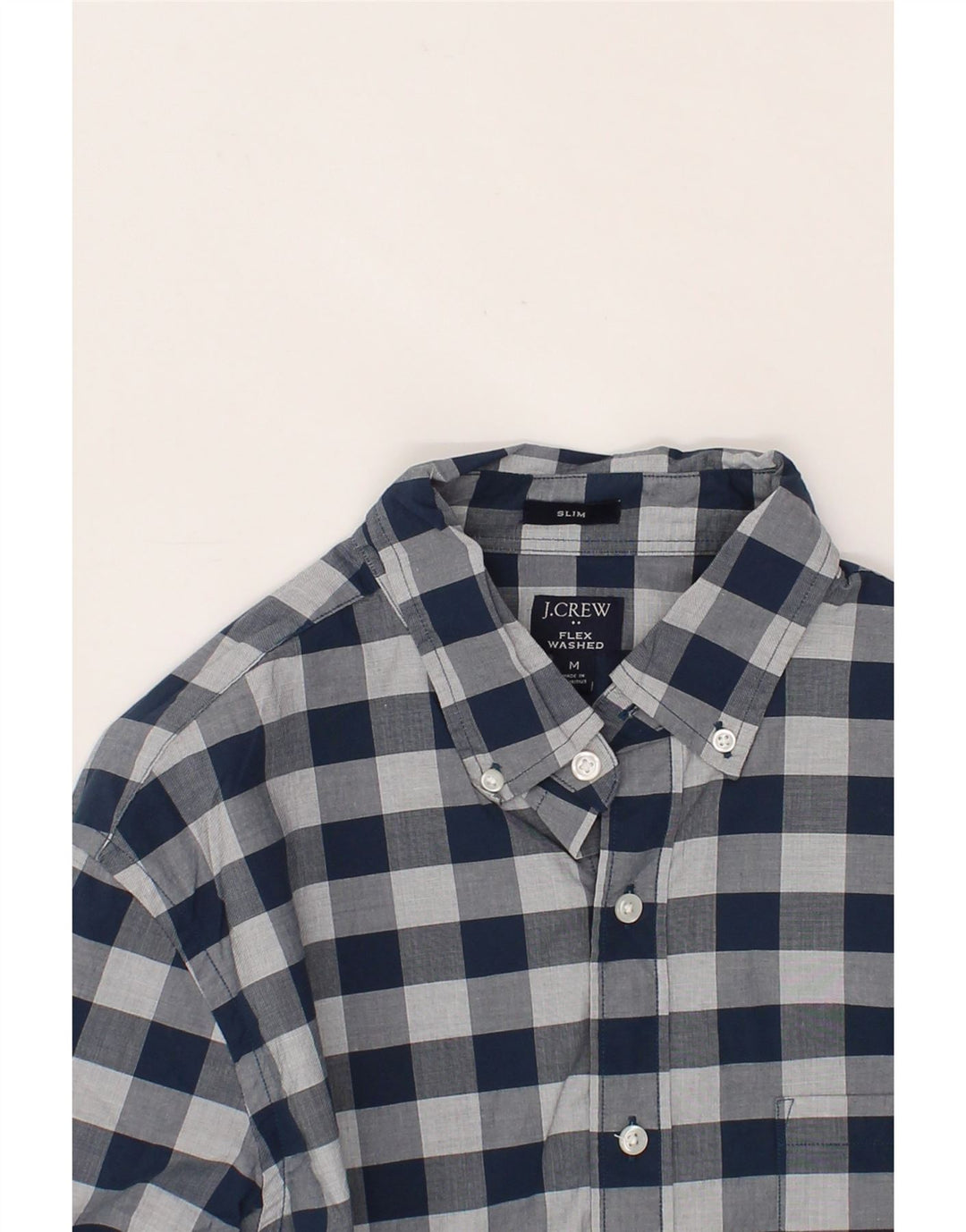 J. CREW Mens Shirt Medium Navy Blue Gingham Cotton Vintage J. Crew and Second-Hand J. Crew from Messina Hembry 