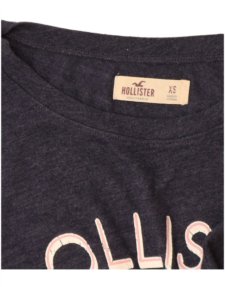 T-shirt grafica da donna HOLLISTER Top UK 6 XS blu navy cotone