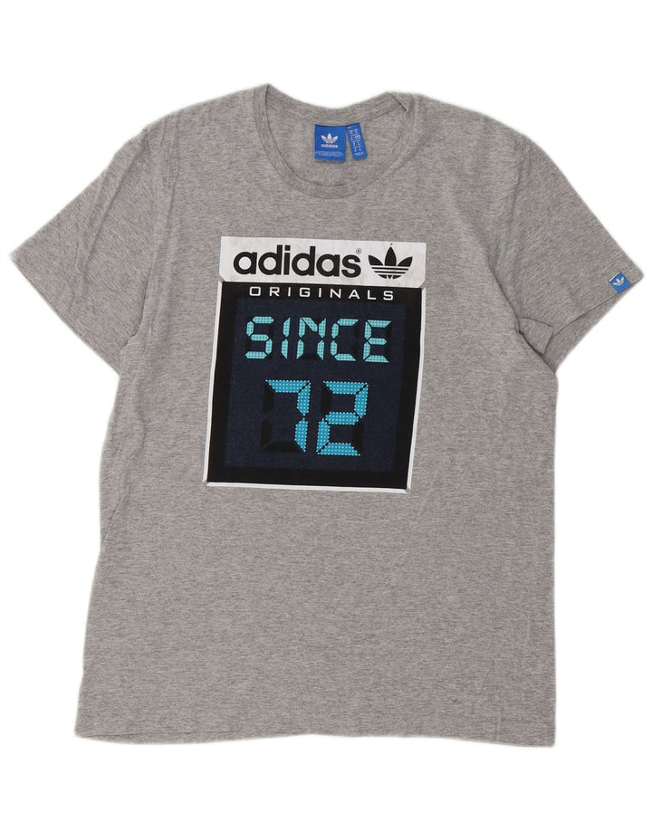 T-shirt grafica da uomo ADIDAS Top in cotone grigio medio