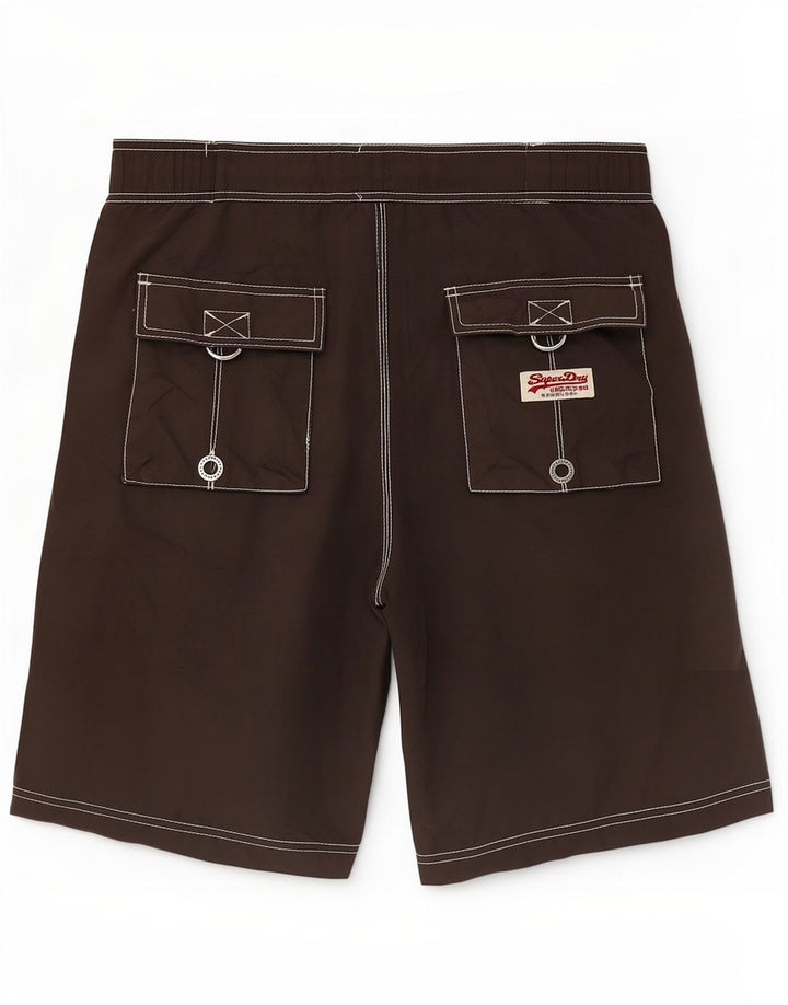 Pantaloncini da bagno grafici da uomo Superdry piccoli in poliestere marrone