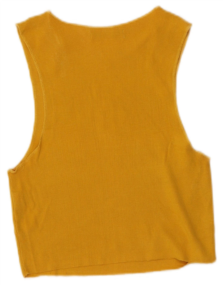 ZARA Womens Sleeveless Crop Top UK 8 Small Yellow Cotton