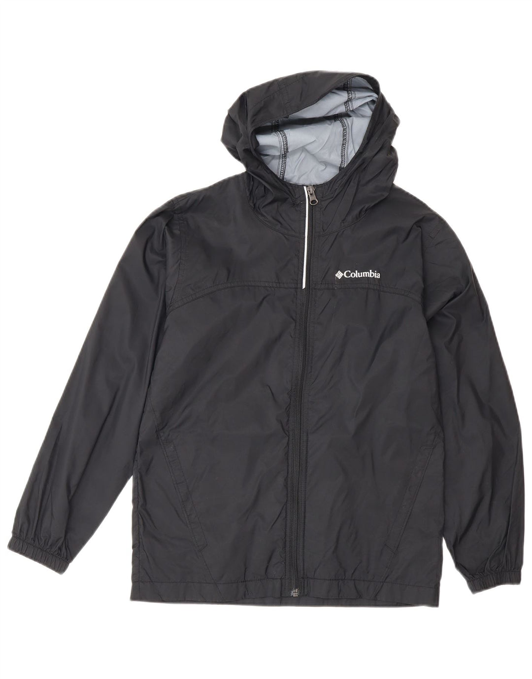 Giacca antipioggia con cappuccio Columbia da bambino 10-11 anni, nylon nero medio