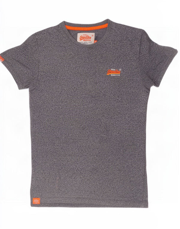 T-shirt da uomo Superdry Top Small in cotone chiazzato grigio