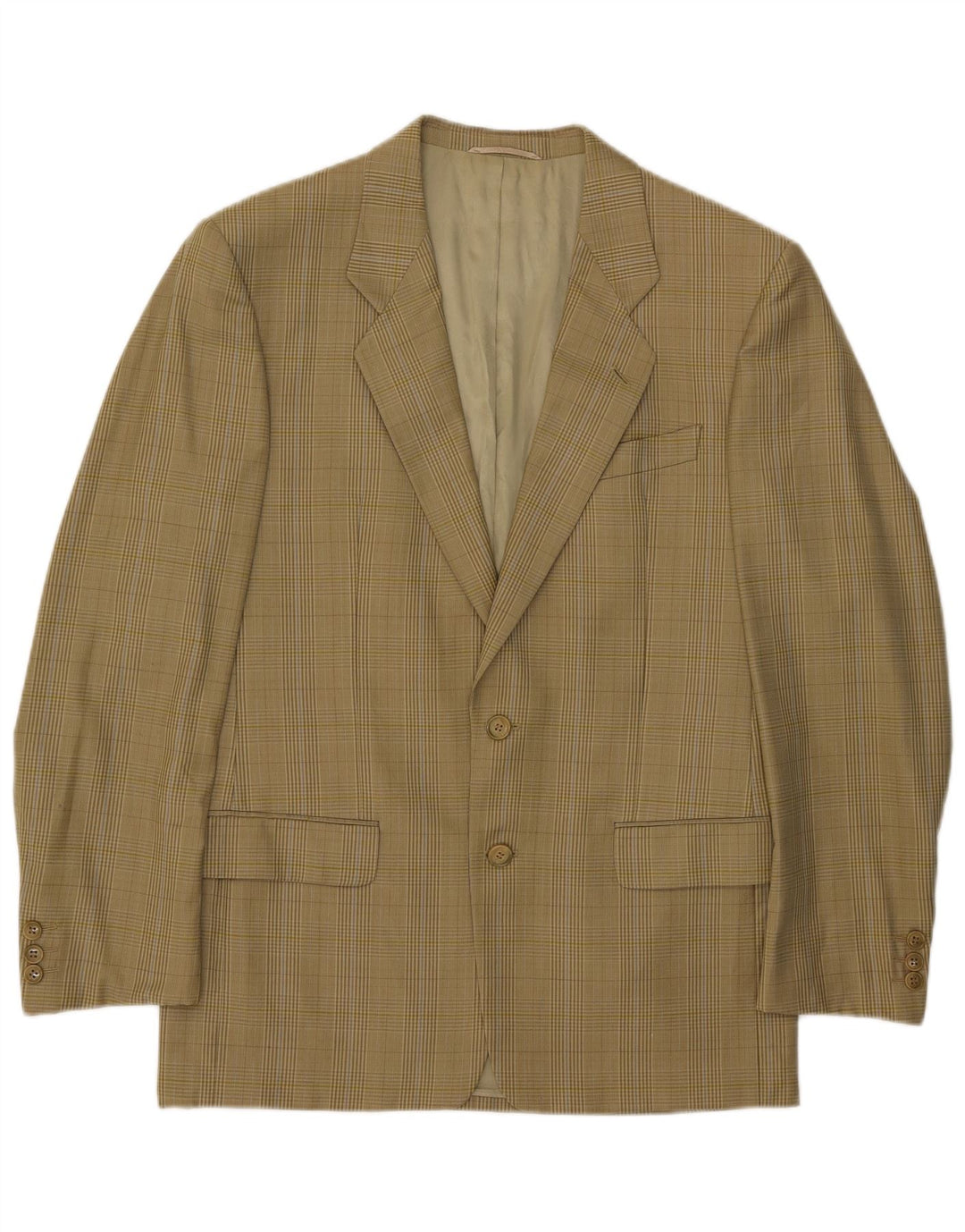 Giacca blazer da uomo a 2 bottoni Prestigio UK 38 Lana a quadri verde medio