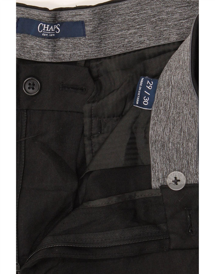 CHAPS Mens Slim Chino Trousers W29 L30 Black Polyester Vintage Chaps and Second-Hand Chaps from Messina Hembry 